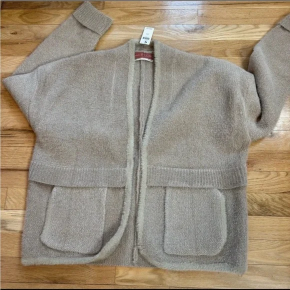 Anthropologie Pilcro Cozy Neutral With a Subtle Sparkle Pocket Cardigan Sweater - Picture 2 of 12